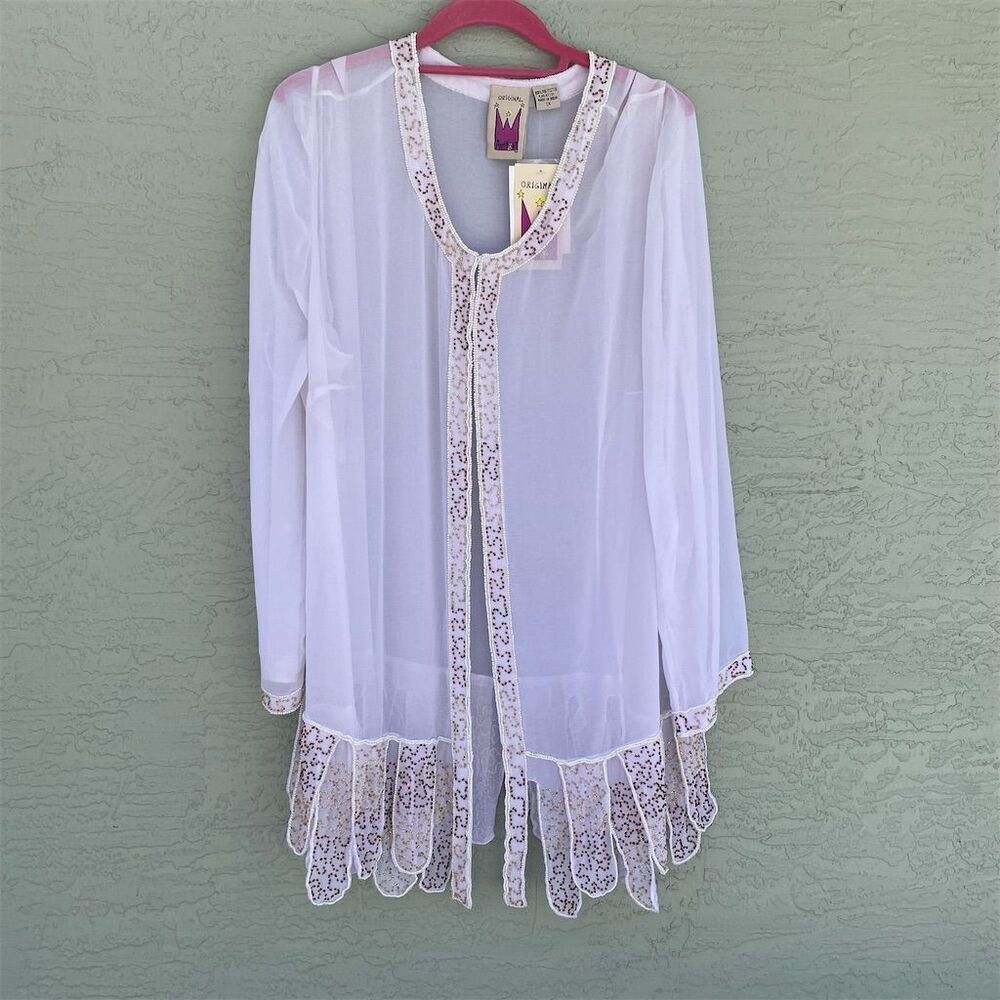 Vintage Original Anthony Women's 1X Black Beaded Sheer Jacket Formal